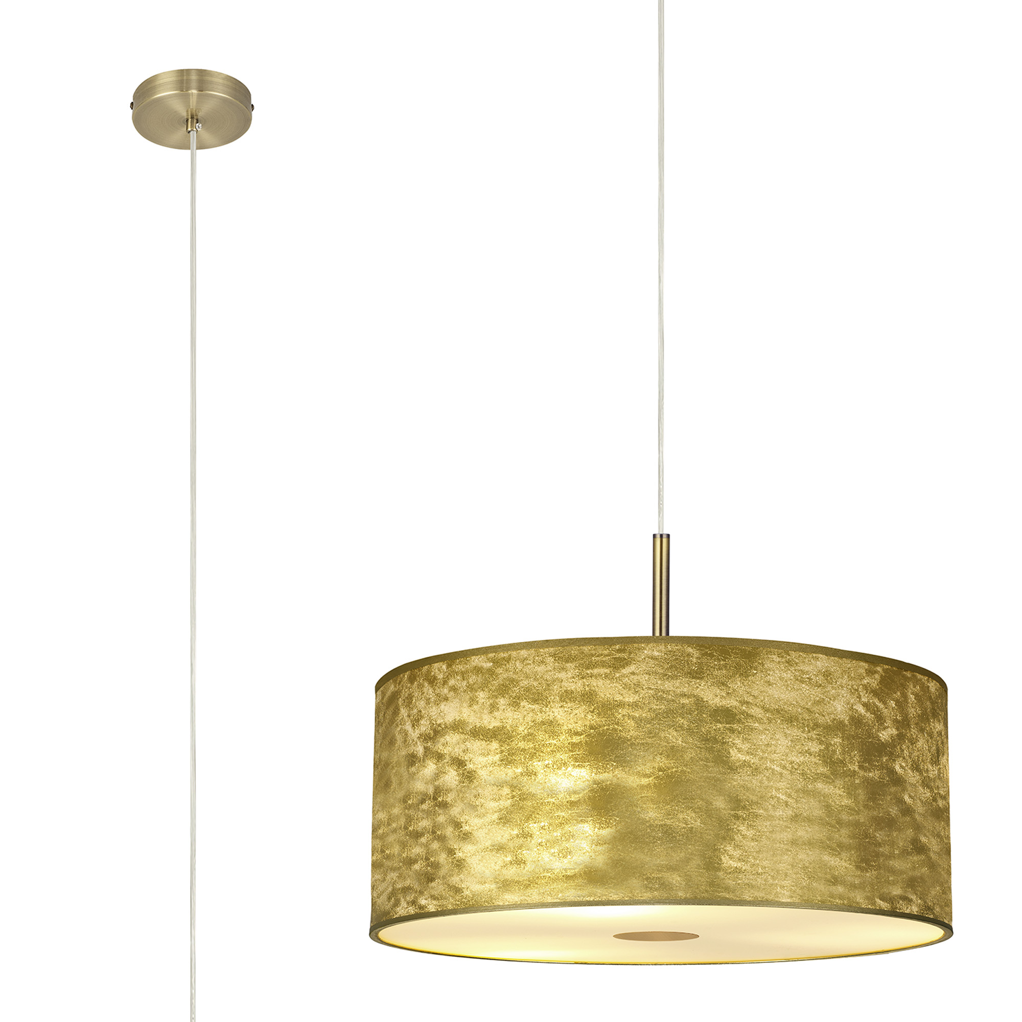 Baymont 50cm 3 Light Pendant Antique Brass, Gold Leaf, Frosted Diffuser
